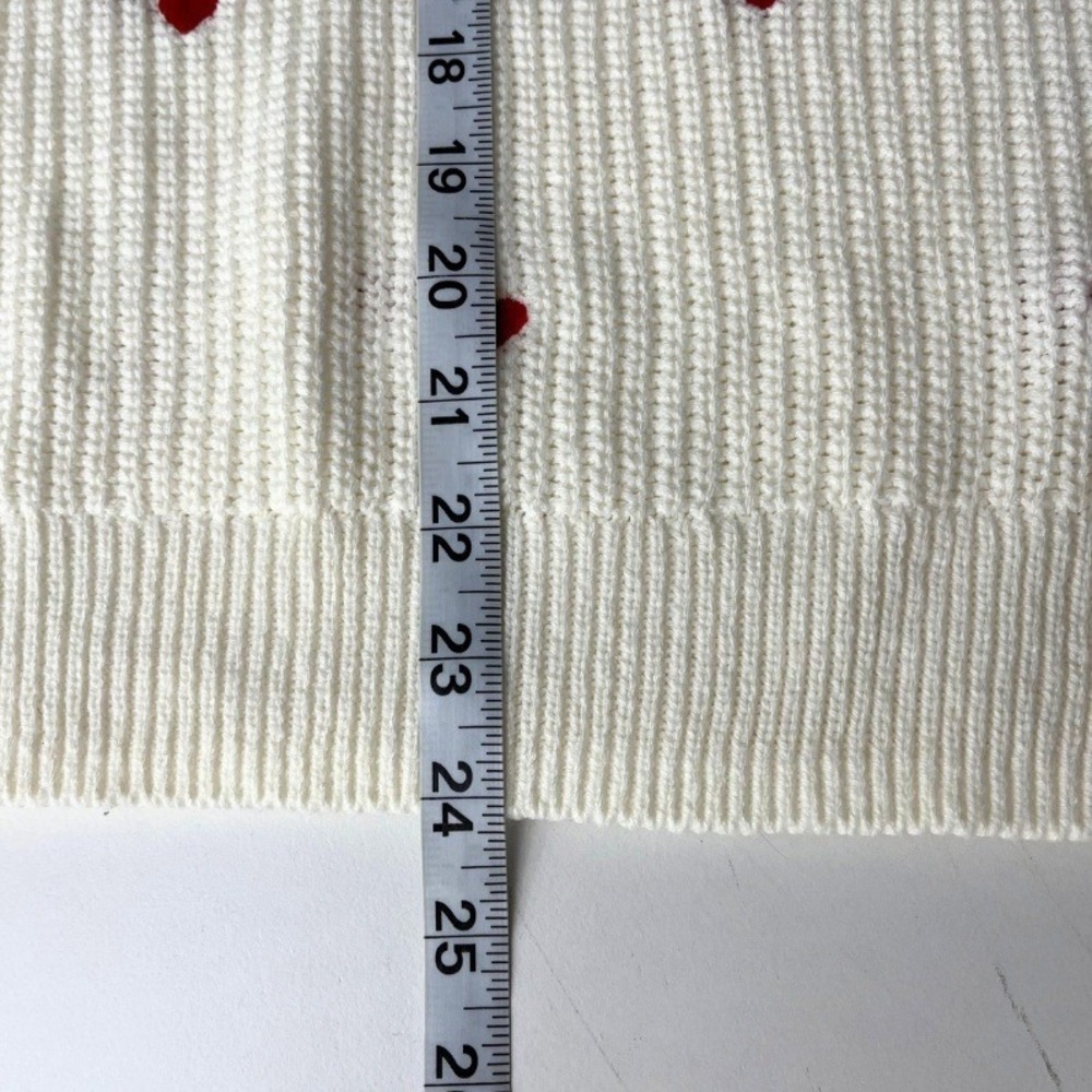 Lucky‎ Brand Valentine Heart Sweater Large White Red Hearts Chunky Knit Pullover - Picture 7 of 8